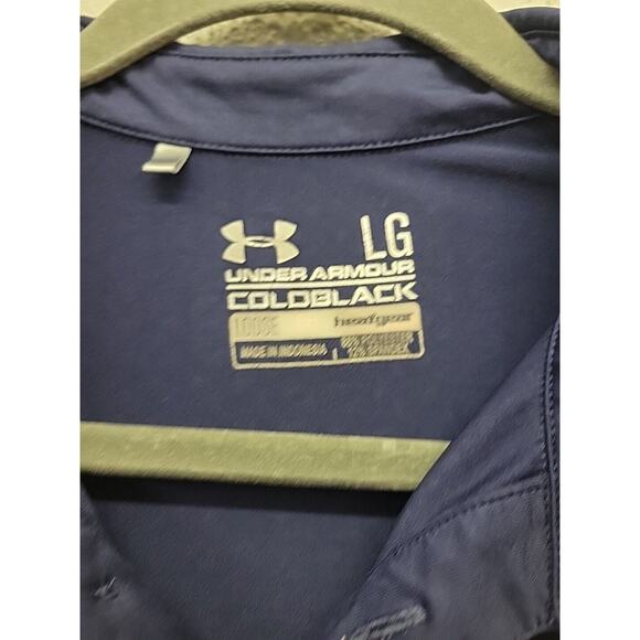 Men’s PGA Under Armour ColdBlack Heat Gear Short Sleeve Polo Size L | Navy Blue - Picture 4 of 7